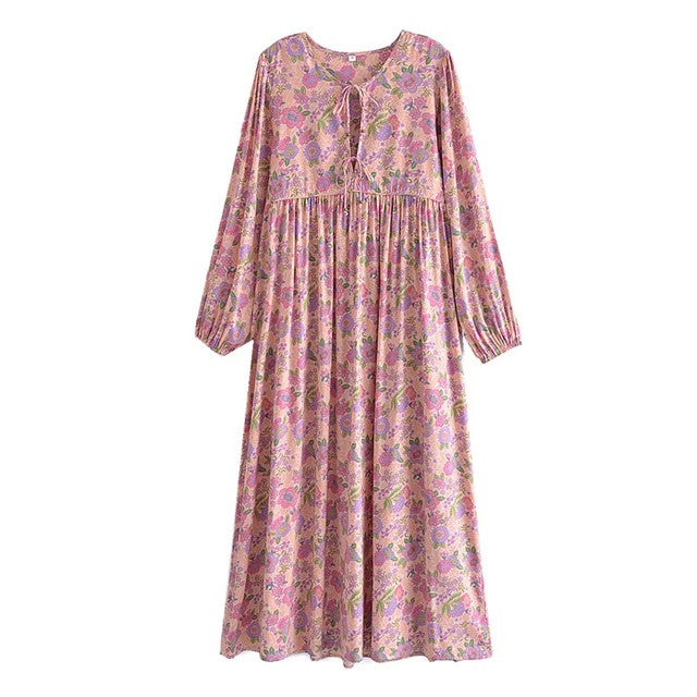Gown Dress, Boho Maxi Dress, Loose Dress, Amara in Pink