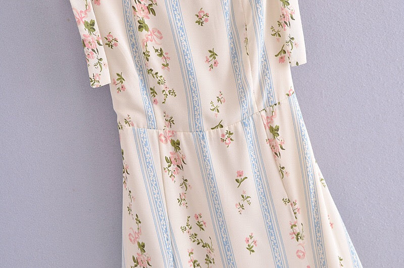 Boho Midi Dress, Strappy Sundress, White Vintage Rose