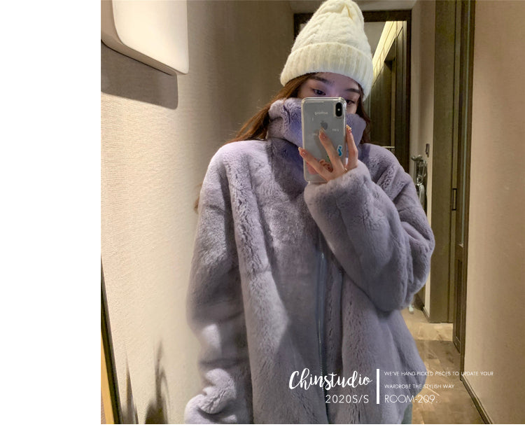Boho Winter Coat, Fur Coat, Faux Fox Fur, Western Rabbit in Lavender