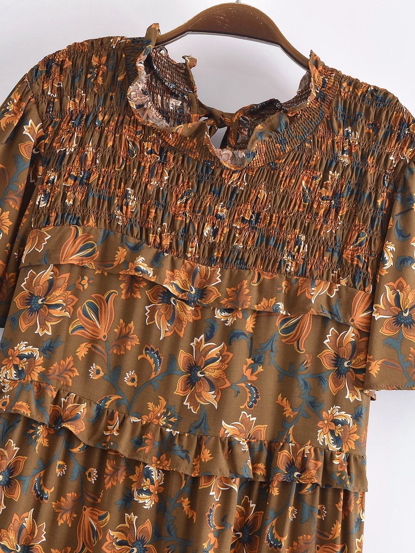 Boho Midi Dress, Smock Sundress, Bartley