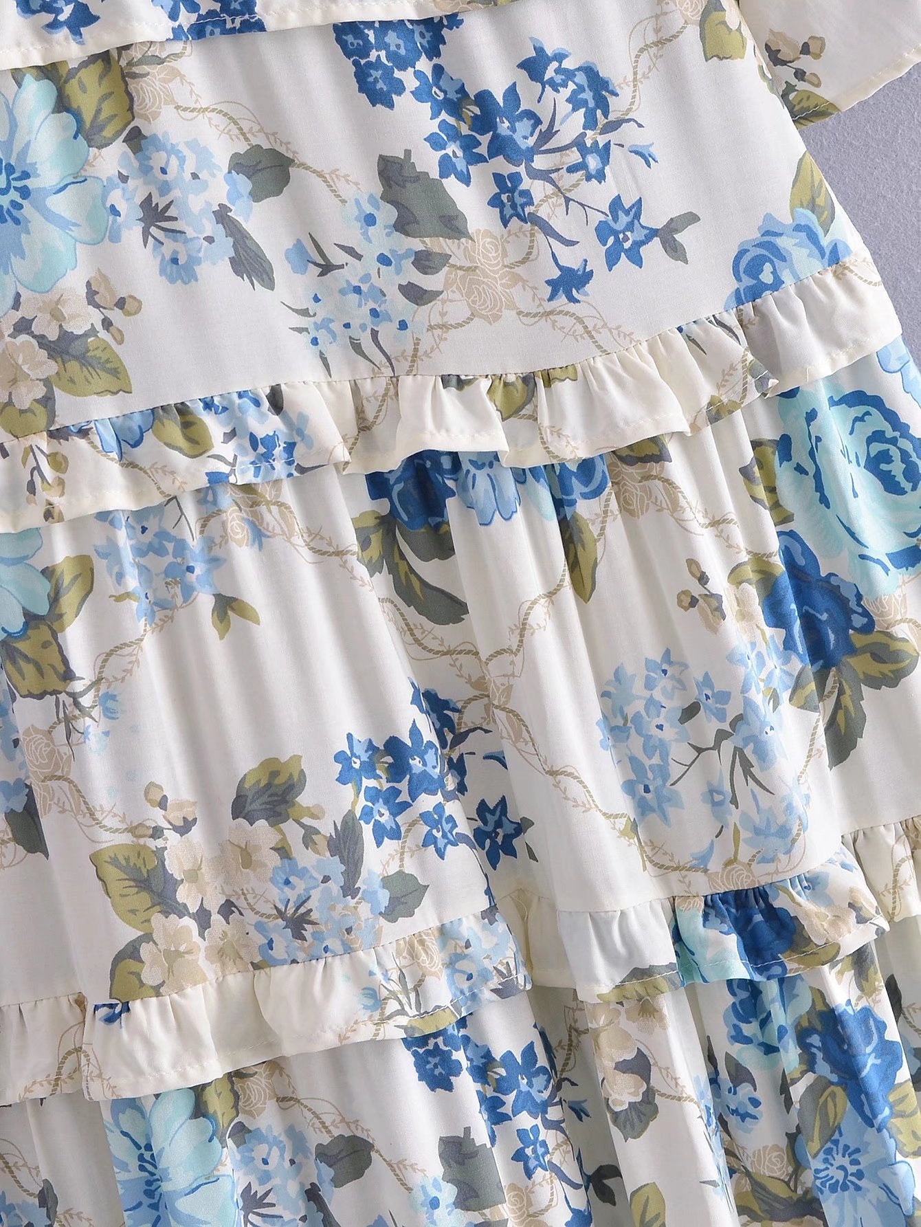 Boho Midi Dress, Smock Sundress, Freedom Scilla Blue and Pink