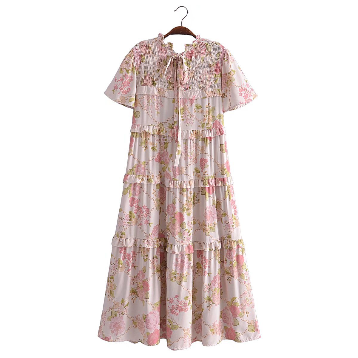 Boho Midi Dress, Smock Sundress, Freedom Scilla Blue and Pink