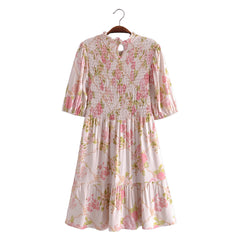 Boho Mini Dress Smock Dress, Irma Pink Paddy