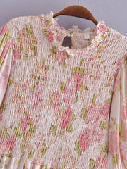 Boho Mini Dress Smock Dress, Irma Pink Paddy