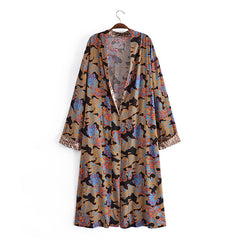 Boho Robe, Kimono Robe,  Beach Cover up, Brown Patek