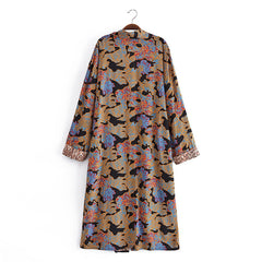 Boho Robe, Kimono Robe,  Beach Cover up, Brown Patek