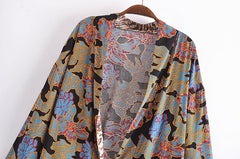 Boho Robe, Kimono Robe,  Beach Cover up, Brown Patek