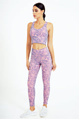 Yoga Set, Yoga Legging, Printed Workout 3 Piece Set Hooded Shirt Top, Vest and Legging, Tie-dye Fitness in Blue Pink Purple Orange