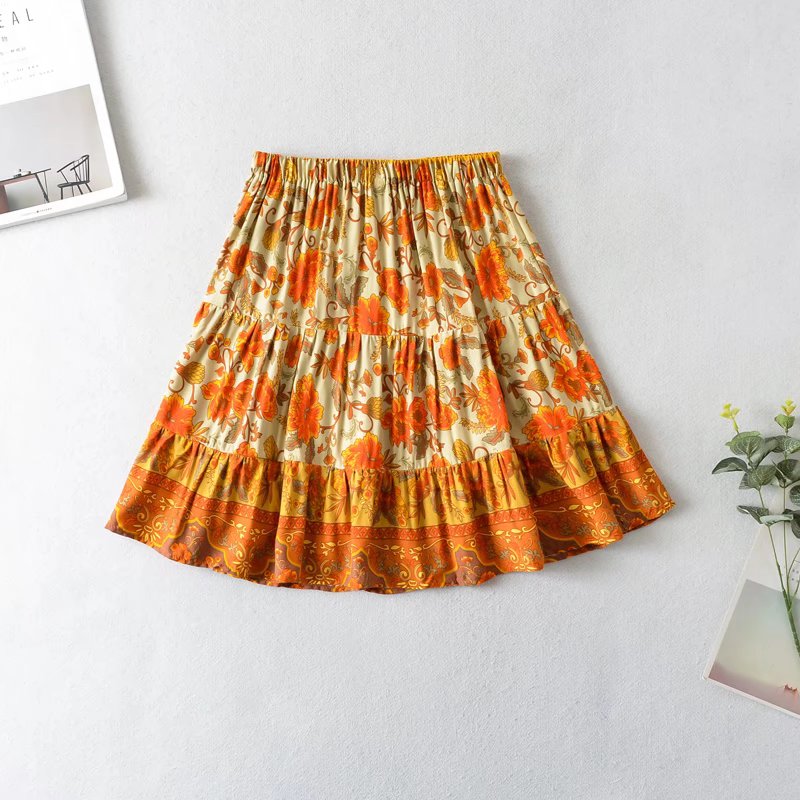 Boho Two Piece Set, Crop Top and Skirt, Esme Water Lily