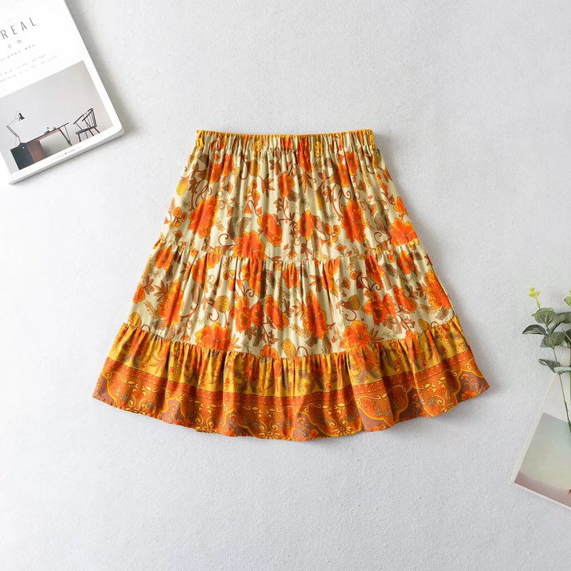 Boho Two Piece Set, Crop Top and Skirt, Esme Water Lily
