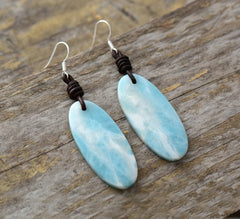 Boho Earrings, Dangle Earrings, Blue Stone