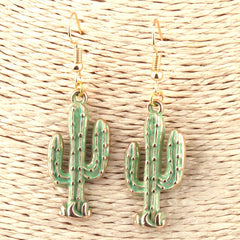 Boho Earrings, RH Dangle Earrings, Green Cactus