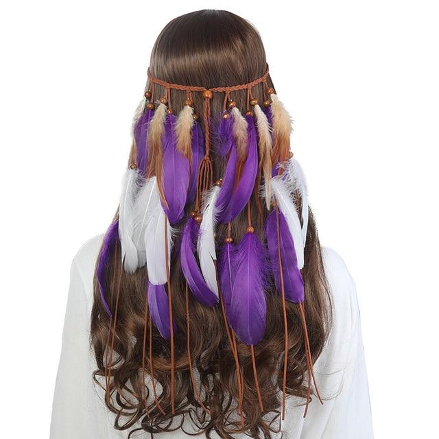 Boho Feather Headband, Gypsy Bride