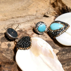 Boho Earrings, Dangle Earrings, Leaf White Shell