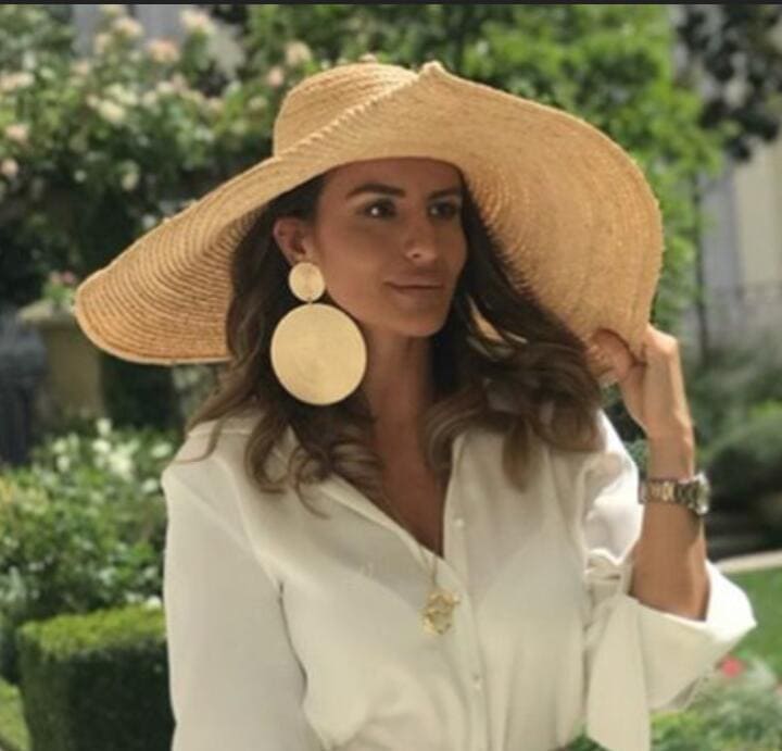 Boho Hat, Sun Hat, Beach Hat, Extra Wide Brim Straw Hat (25 cm)