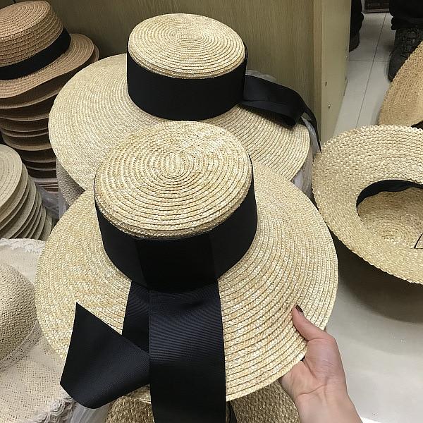 Boho Hat, Sun Hat, Beach Hat, Wide Brim Straw Hat, Big Black Ribbon