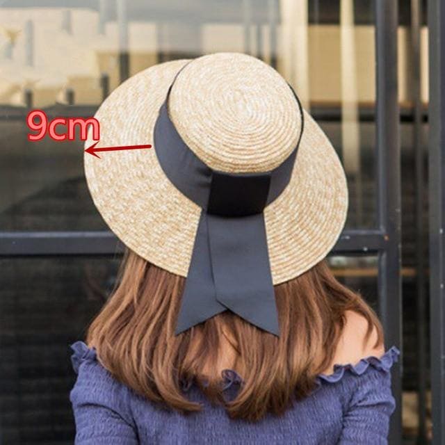 Boho Hat, Sun Hat, Beach Hat, Wide Brim Straw Hat, Big Black Ribbon