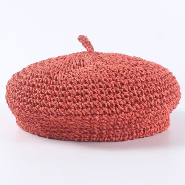 Boho Hat, Straw Beret Hat, Sunshine in Black, Beige and 6 colors