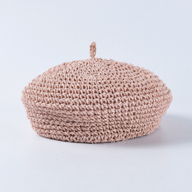 Boho Hat, Straw Beret Hat, Sunshine in Black, Beige and 6 colors