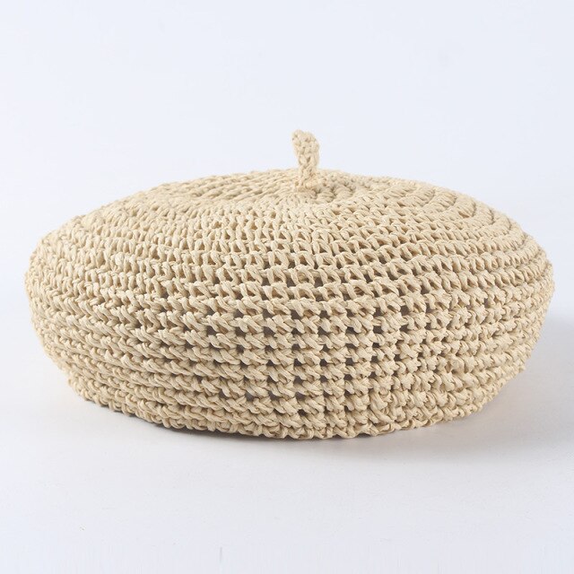 Boho Hat, Straw Beret Hat, Sunshine in Black, Beige and 6 colors