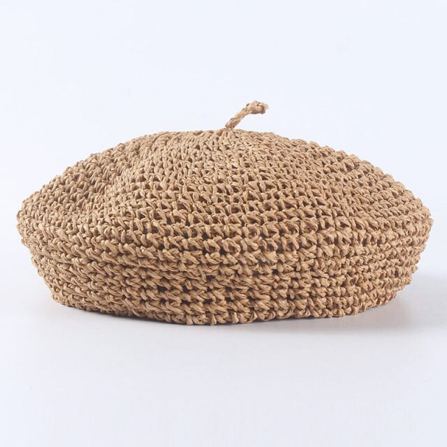 Boho Hat, Straw Beret Hat, Sunshine in Black, Beige and 6 colors