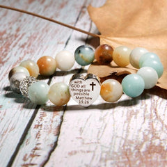 Boho Bracelet, Green Amazonite Ball Stone