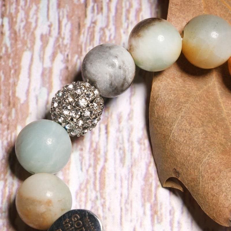 Boho Bracelet, Green Amazonite Ball Stone