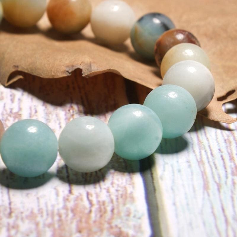 Boho Bracelet, Green Amazonite Ball Stone