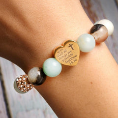 Boho Bracelet, Green Amazonite Ball Stone
