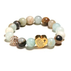 Boho Bracelet, Green Amazonite Ball Stone