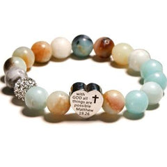 Boho Bracelet, Green Amazonite Ball Stone