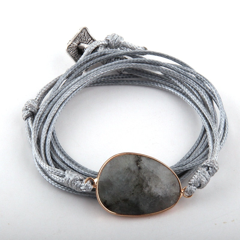 Boho Bracelet, RH Rope Wrap Bracelet, Black Tourmaline