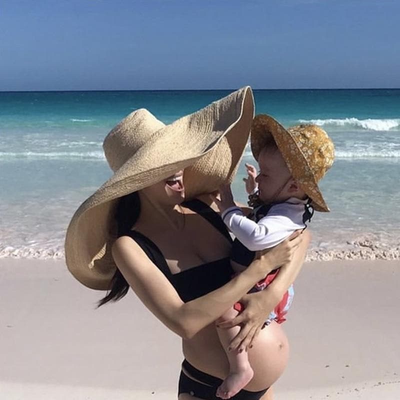 Boho Hat, Sun Hat, Beach Hat, Extra Wide Brim Straw Hat (25 cm)