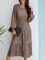Round Neck Dot Print Long Dress