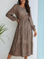 Round Neck Dot Print Long Dress