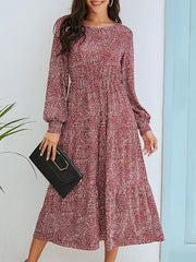 Round Neck Dot Print Long Dress