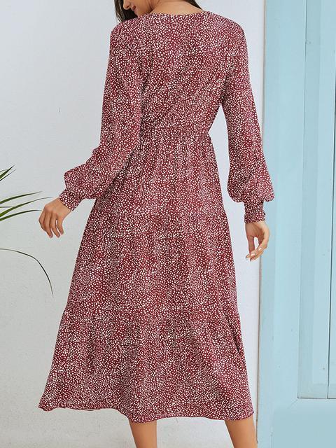 Round Neck Dot Print Long Dress