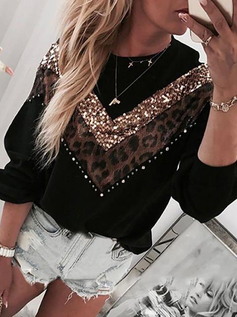Round Neck Print Casual Sweatshirt