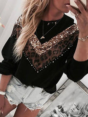Round Neck Print Casual Sweatshirt
