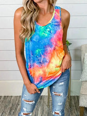 Round Neck Sleeveless Tie-dye Tank Top