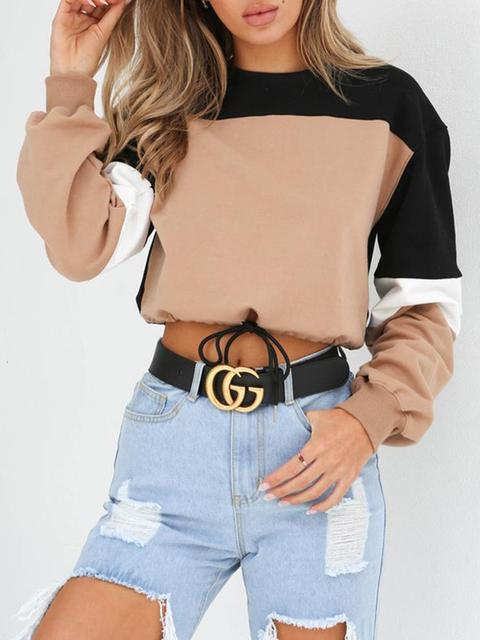 Round Neck Solid Short Sweater