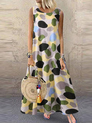 Round Neck Spot Print Long Dress