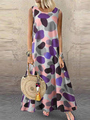 Round Neck Spot Print Long Dress