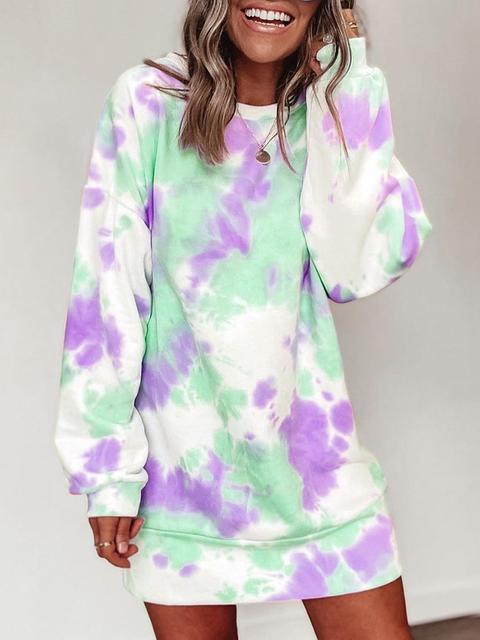 Round Neck Tie-dye Dress Sweatshirt