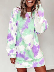 Round Neck Tie-dye Dress Sweatshirt