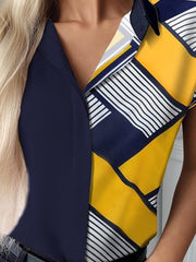 Short-sleeved Irregular Striped Blouses
