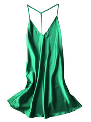 Side Slit Satin A Line Cami Dress
