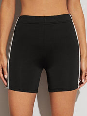 Side Striped Elastic Waist Sports Shorts