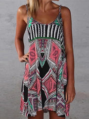 Simia Geometric Print Sleeveless Beach Dress