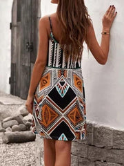 Simia Geometric Print Sleeveless Beach Dress